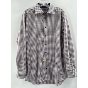 Eton Men’s Long Sleeve Contemporary Button Up Checked Shirt Size 15.5 (42) EUC​